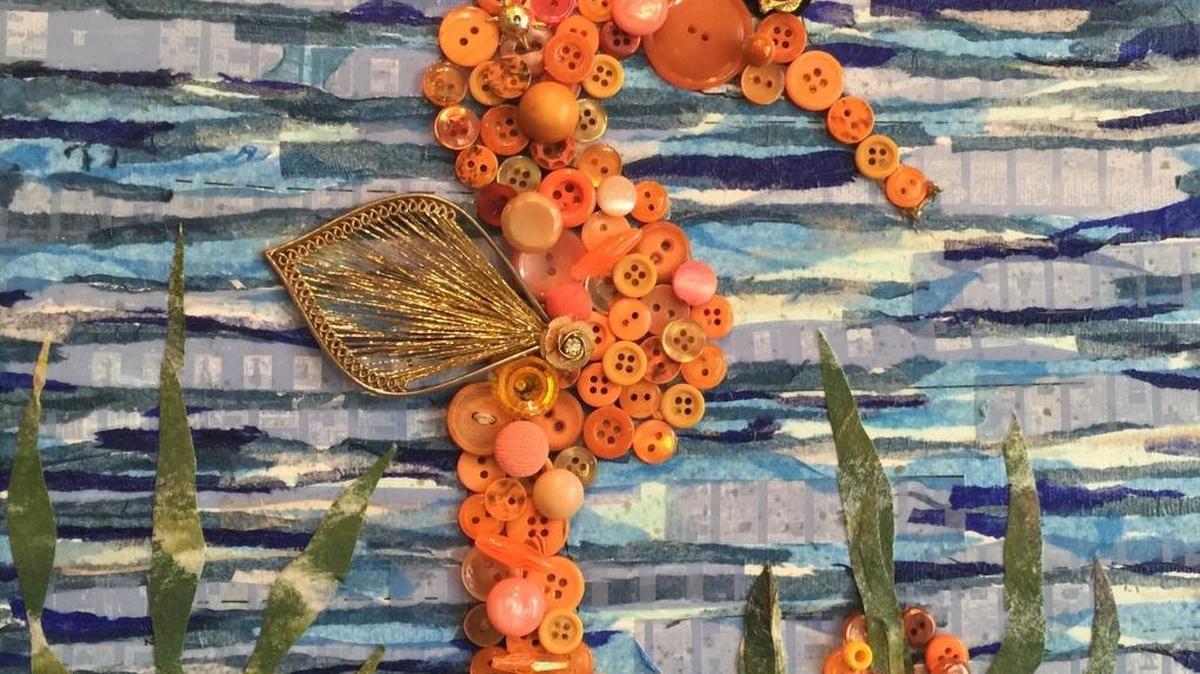 The Dancing Crane Gallery, 1019 10th Ave. W., Bradenton, showcases the “reuse” art of Ruth Glover Warren in July.