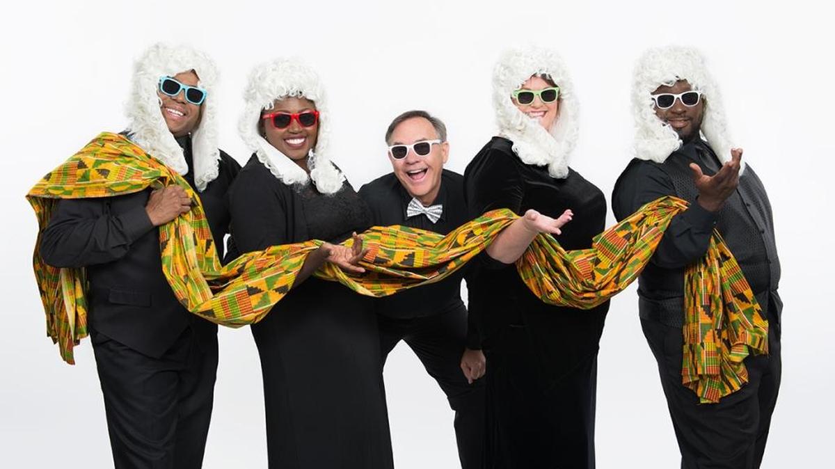 From left, Nate Jacobs, Samone A. Hicks, Joseph Holt, Amy Jo Connours and Leon Pitts in Gloria Musicae’s production of “Too Hot to Handel.”