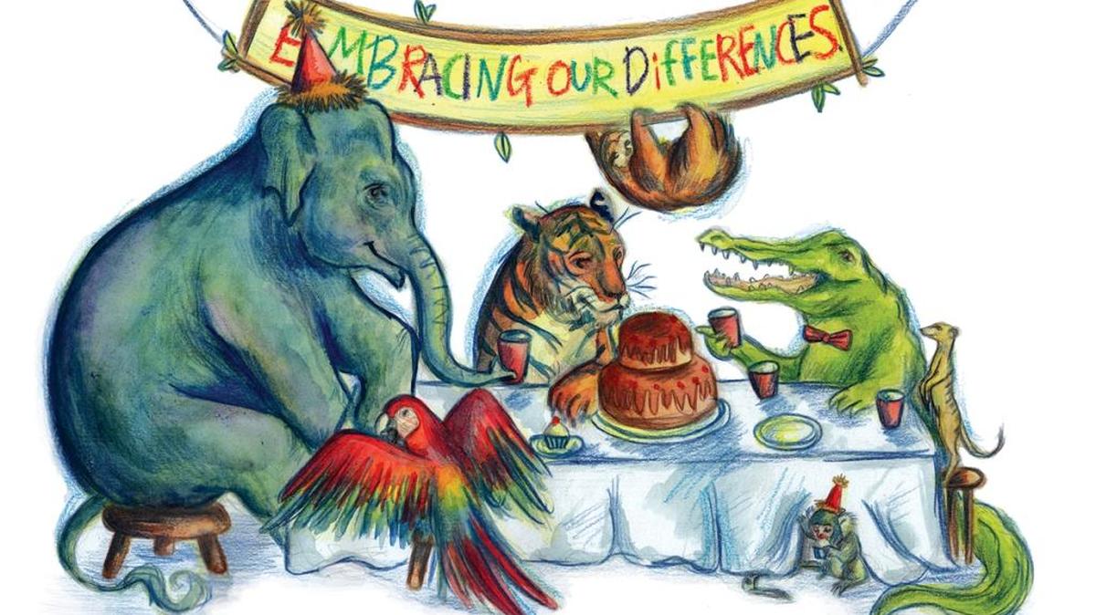 The “Embracing Our Differences” exhibit, featuring student artwork, is on display through May 31 at Sarasota’s Island Park.