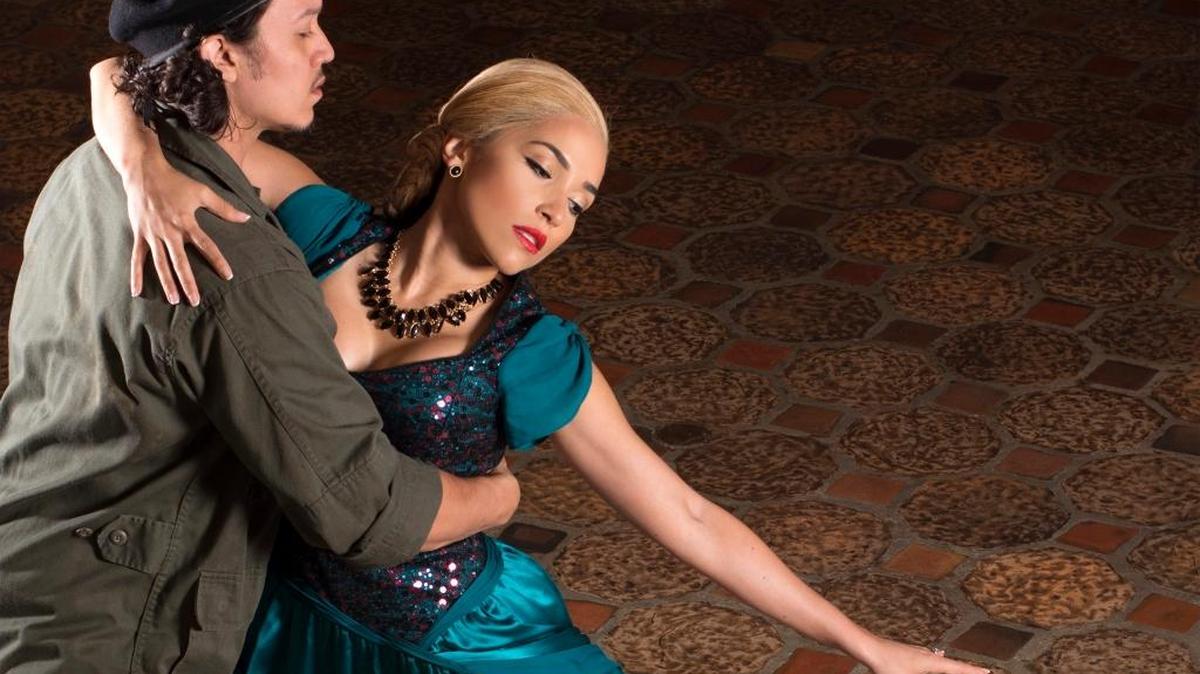 Justin Gregory Lopez and Ana Isabelle in “Evita.”
