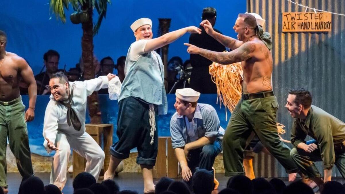 From South Pacific, July 2016; Jason played the character Stewpot, one of the sailors, foreground in blue shirt.