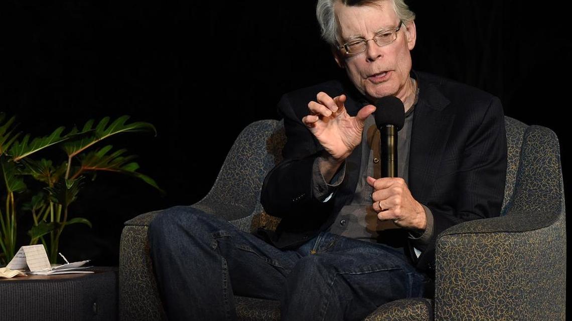 Author Stephen King tells a story on stage at Neel Performing Arts Center at State College of Florida as a fundraiser for the Manatee Library Foundation last year.