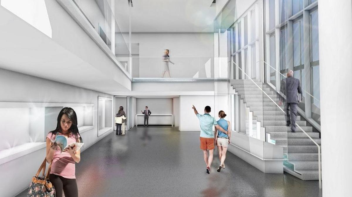 Rendering of Kotler-Coville Glass Pavilion Lobby by Architects: Lewis + Whitlock.
