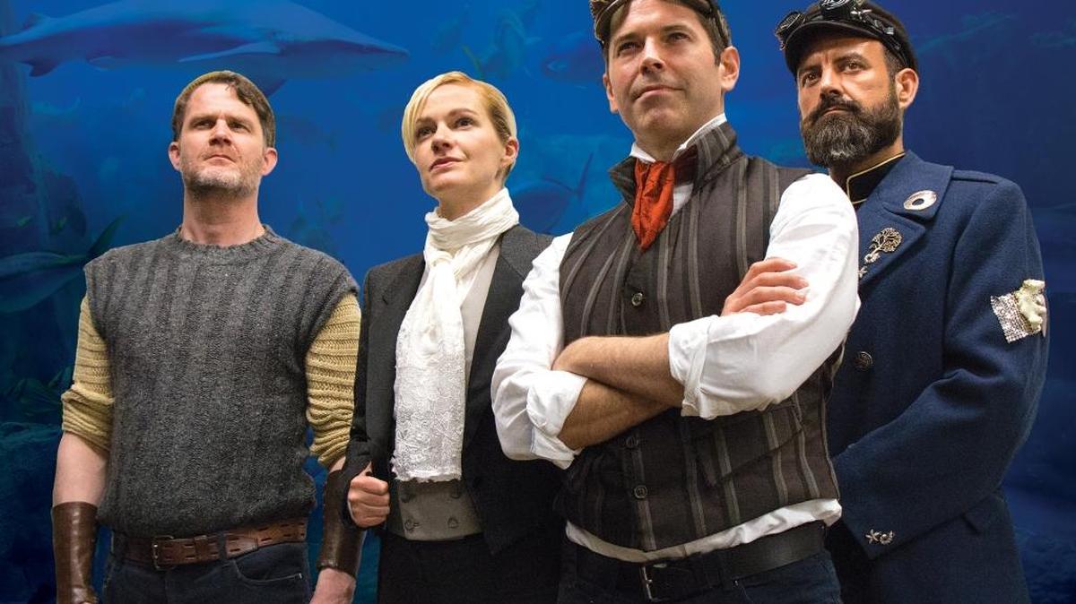 From left, Marcel Jeannin, Suzy Jane Hunt, Brendan McMahon and Serafín Falcón star in “Twenty Thousand Leagues Under the Sea.”