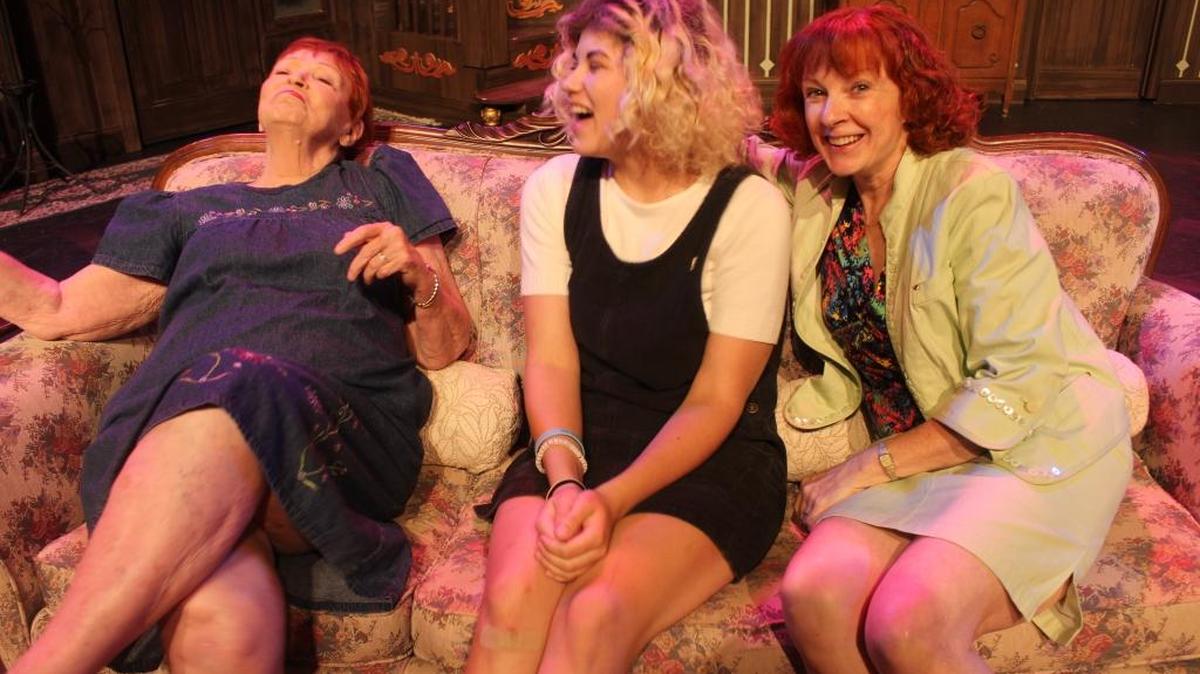 From left, Betty Robinson, Penn Rose and Judy Glynn star in “Mammoth Bones” at the Players Centre in Sarasota.