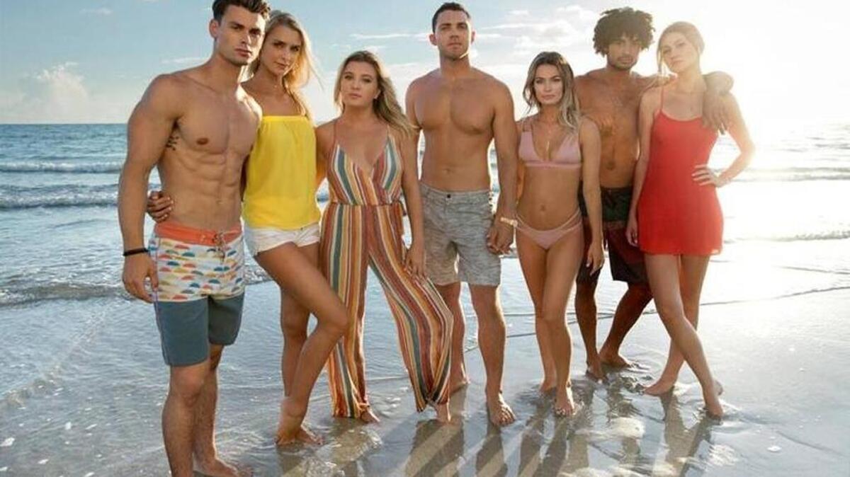 From left, Garrett, Kelsey, Chloe, Alex, Juliette, Brandon and Madisson star in MTV’s newest reality show, “Siesta Key,” premiering at 10 p.m. July 31.