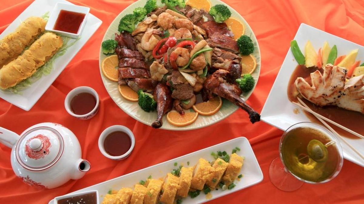 Asia Resturant, 6844 14th St. W., Bradenton, offers up traditional Chinese and Thai dishes, including clockwise from top left, egg rolls, the Dance of the Eight Delicacies, pineapple-hoisin sauce chicken,a green tea martini and the homemade seafood rolls .