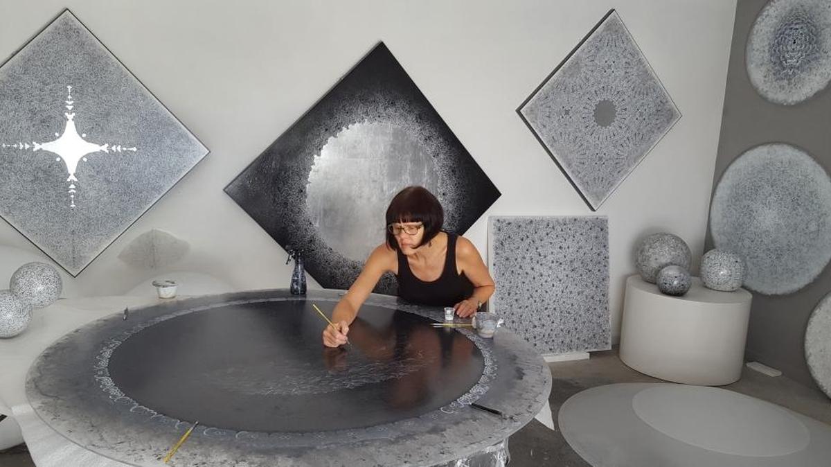 “Thin Spaces,” featuring large-scale silverpoint drawings on objects by Carl Prusa, runs through Oct. 6 at Art Center Sarasota, 707 N. Tamiami Trail.