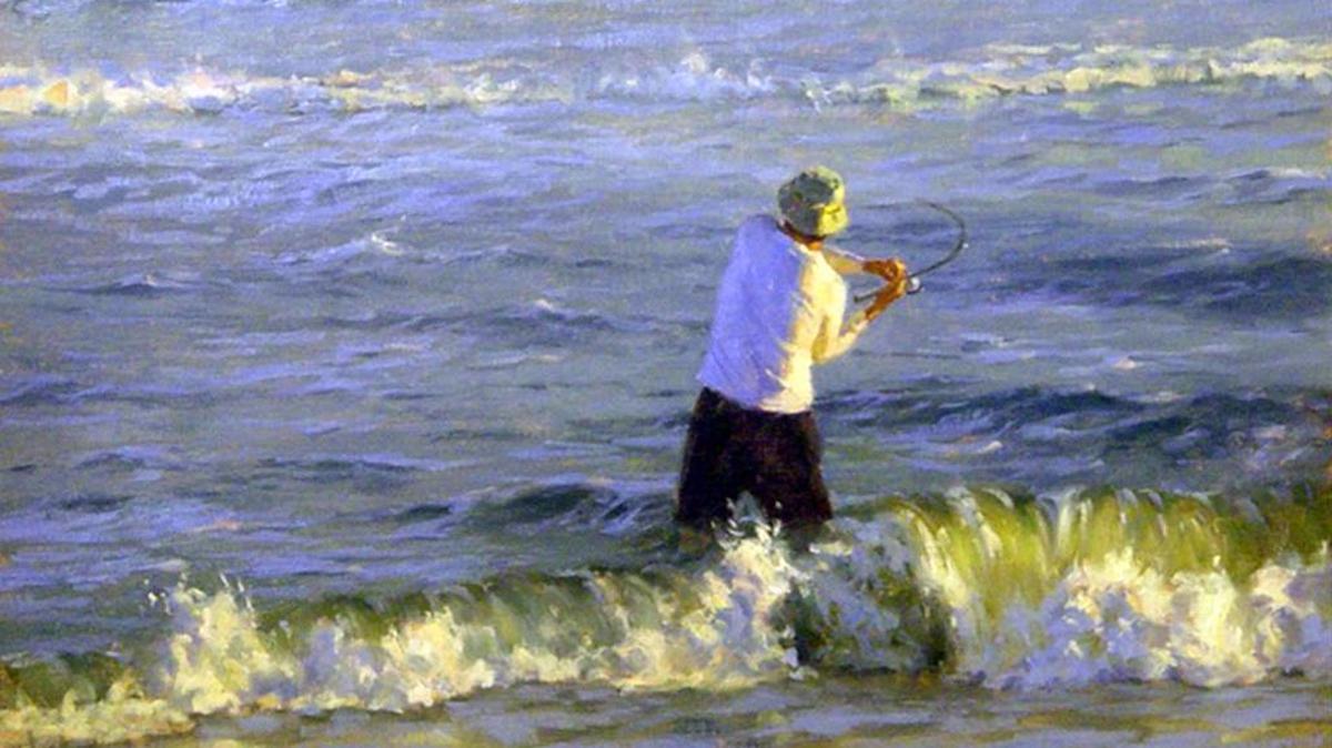 “Hooked” by Bill Farnsworth, oil on canvas, is part of the “Summer Showcase” at Dabbert Gallery, 76 S. Palm Ave., Sarasota. The exhibit runs through Sept. 30.