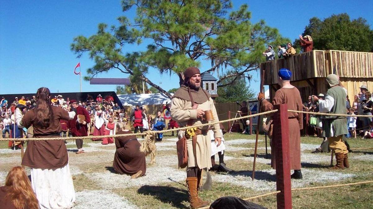 Human Combat Chess is a popular event at the Sarasota Medieval Fair.