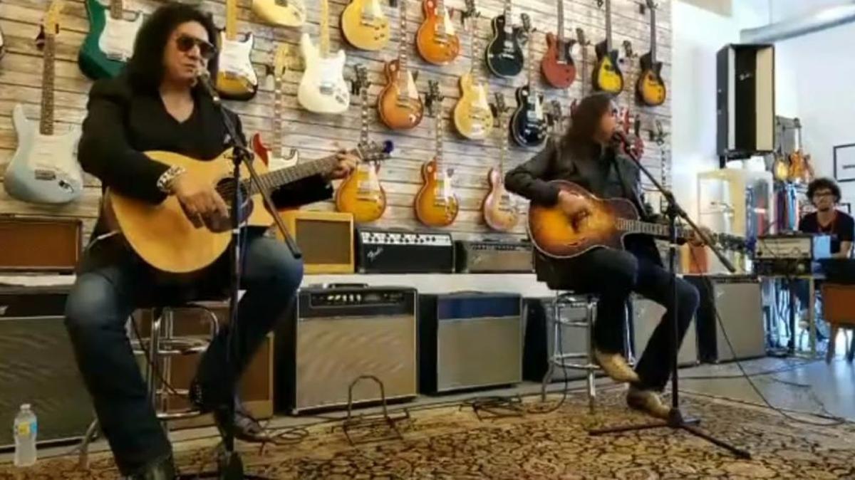 Gene Simmons (left) and Ace Frehley (right), original Kiss members, teamed up for a meet and greet session at Wynwood’s Walt Grace Walt Grace Vintage, a cars and guitars emporium, at 2450 NW Second Ave., Miami on Jan. 27, 2018.