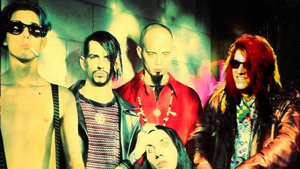Scott Mitchell Putesky, also known as Daisy Berkowitz (left), co-founded Marilyn Manson and the Spooky Kids with Brian Warner (seated). Warner took the name Marilyn Manson and the group shortened its name once it went national on the 1994 album, “Portrait of an American Family,” from which this shot was taken.