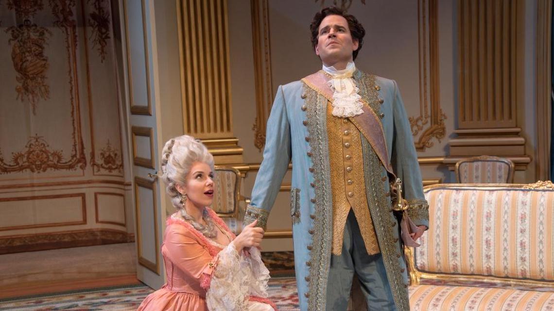 Sandra Lopez as Manon and Matthew Vickers as her love Des Grieux in Puccini’s “Manon Lescault” at the Sarasota Opera.