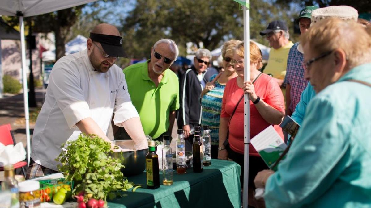 Chef demonstrations are part of the Downtown Bradenton Farmers Market.