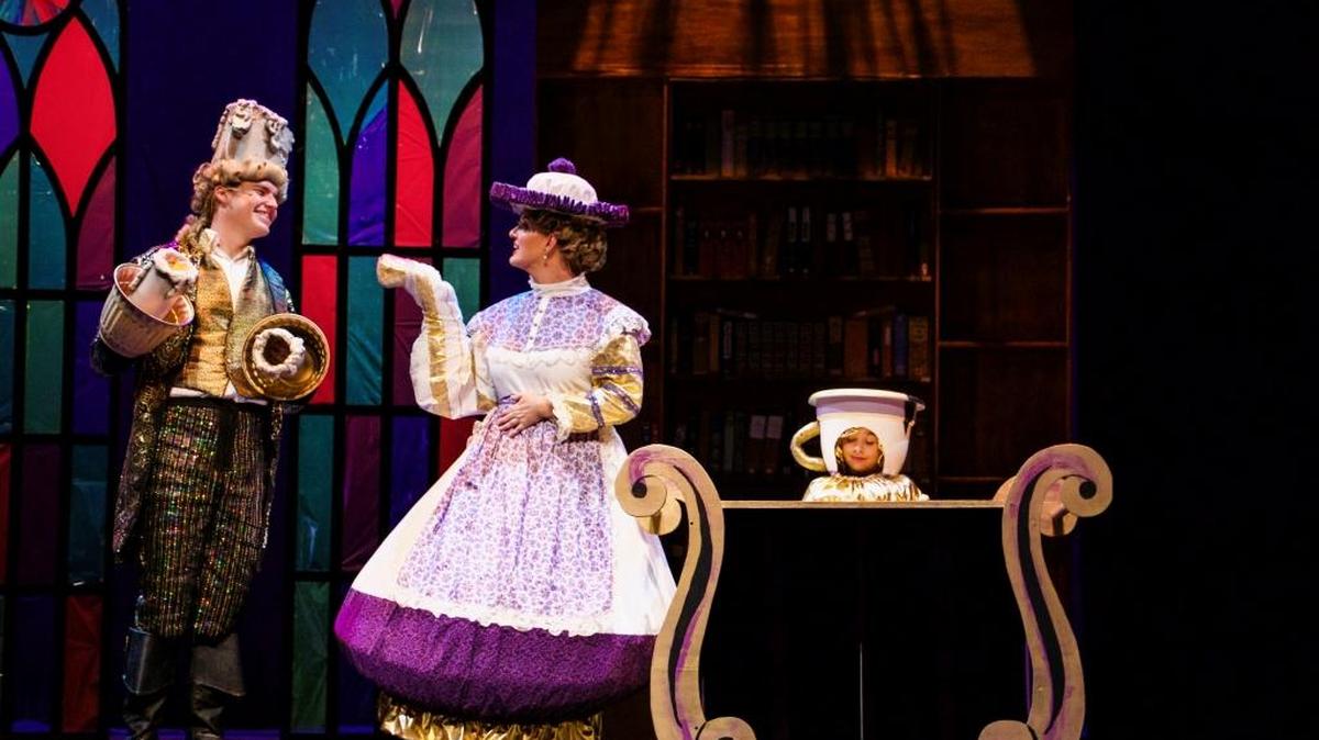 Griffyn Holcomb, Marianne Hernandez and Caitlyn Democko star in the Manatee Players’ production of “Beauty and the Beast.”
