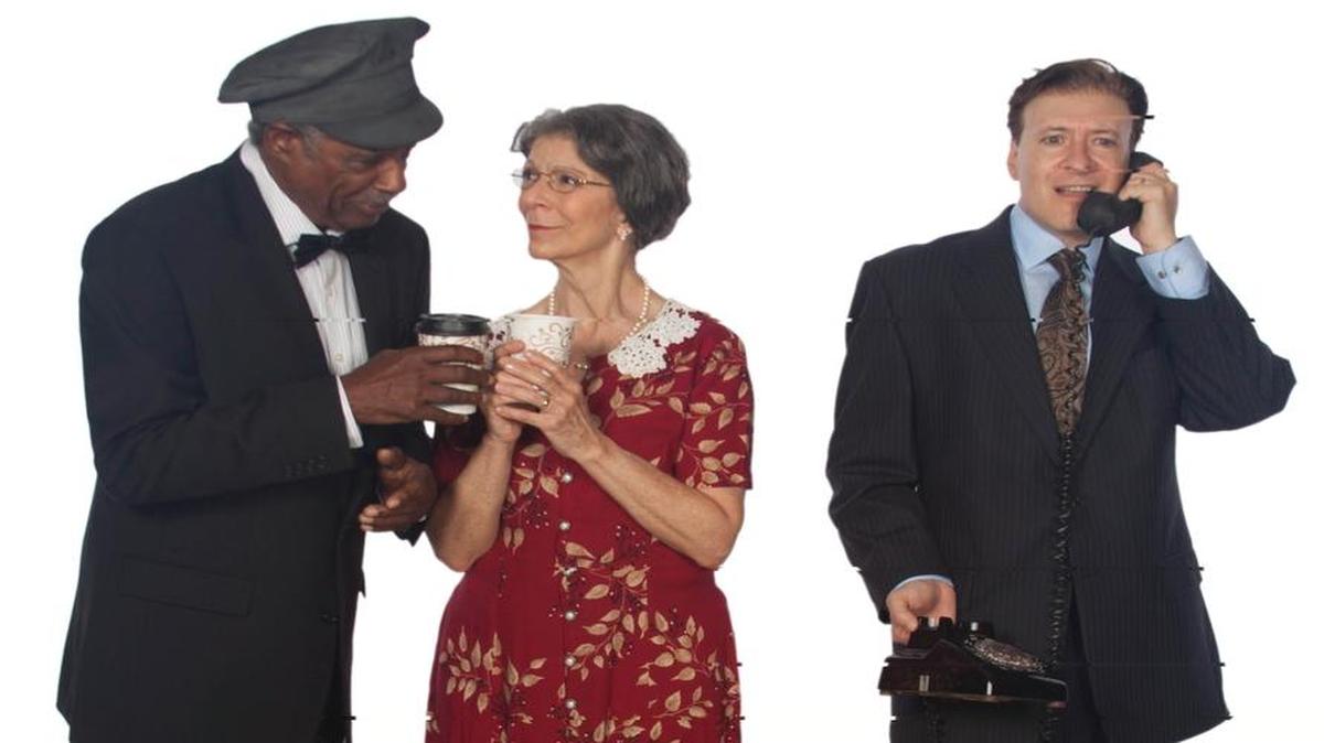 The cast of Westcoast Black Theatre Troupe’s “Driving Miss Daisy” is, from left, Taurean Blacque as Hoke, Carolyn Michel as “Daisy” and Kraig Swartz as “Boolie.”
