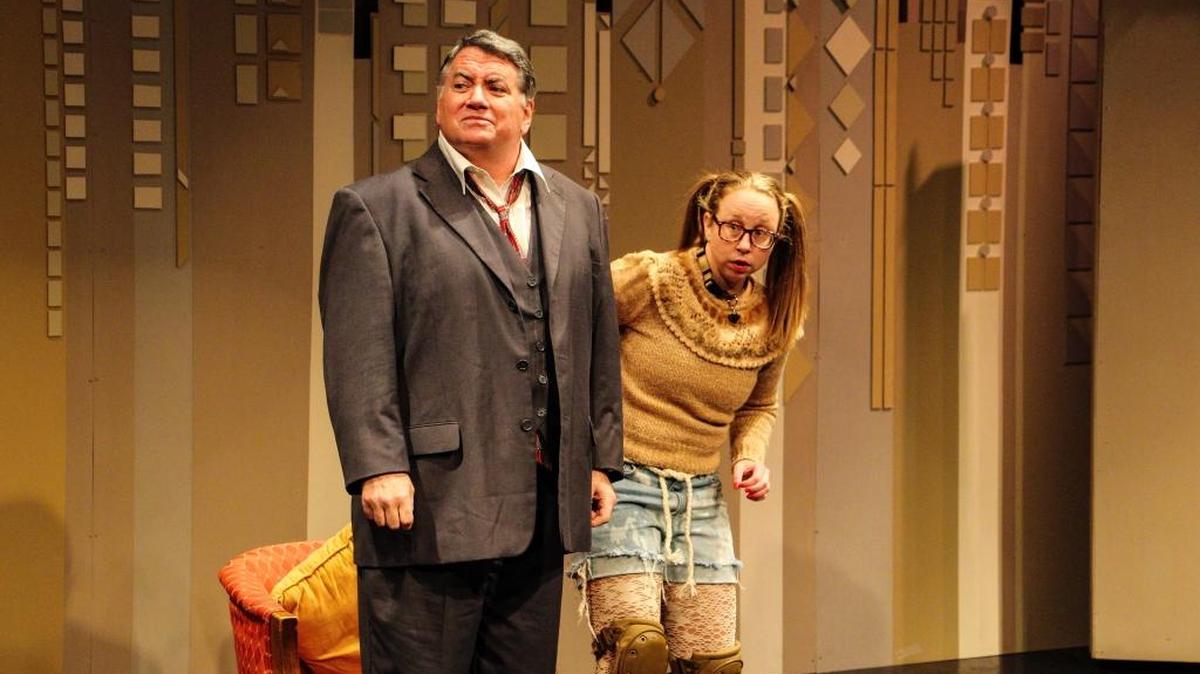 Mark Woodland and Brittney Klepper star in “Sylvia” at the Manatee Players Performing Arts Center.