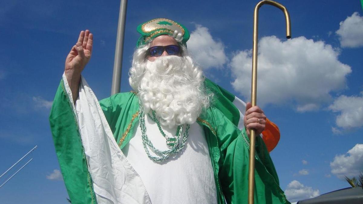 St. Patrick himself before the start of the 2012 St. Patrick’s Day Parade on Anna Maria Island.