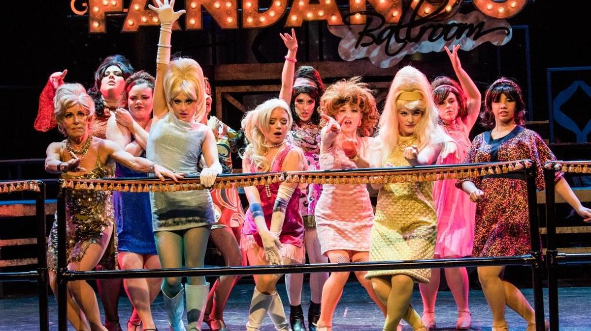 The cast in the Players Centre for the Performing Arts’ production of “Sweet Charity.”