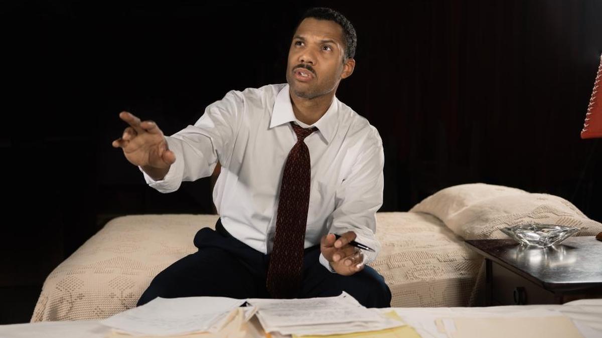 Abdul-Khaliq “A.K.” Murtadha stars as Dr. Martin Luther King, Jr. in Westcoast Black Theatre Troupe’s production of “The Mountaintop”