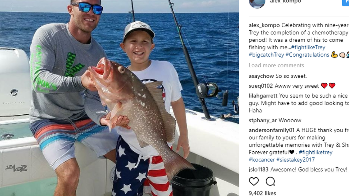 Boy, 9, finishes chemotherapy, fishes with ‘Siesta Key’ star