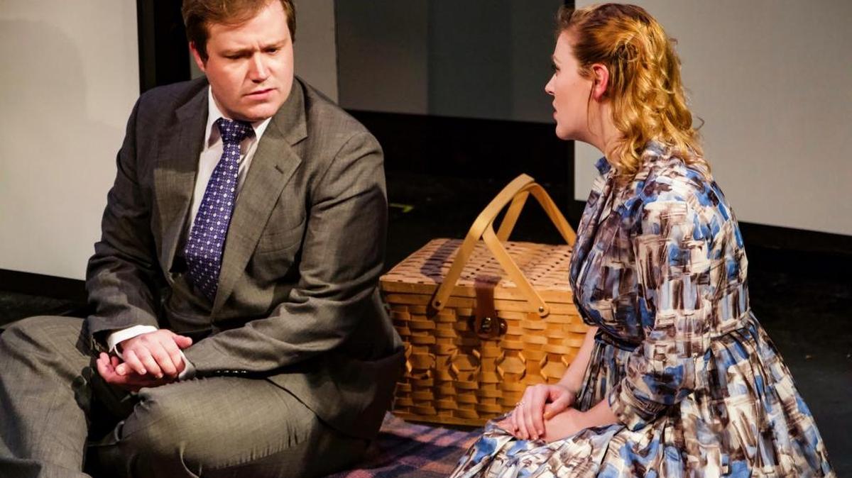 Colton Larsen and Lauren Ward star in “Flowers for Algernon” at the Manatee Peforming Arts Center.