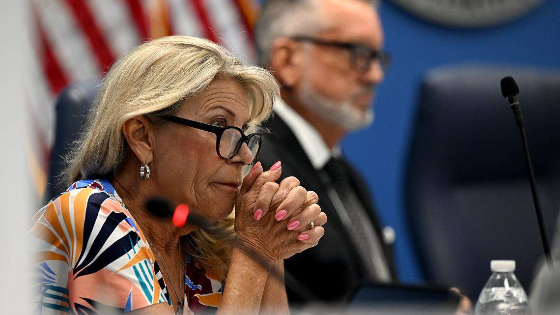 Manatee County Commissioner Carol Ann Felts, listens during a Manatee County Commission meeting on Sept. 2, 2025. Felts, 68, died on Tuesday, Manatee County Government officials confirmed.