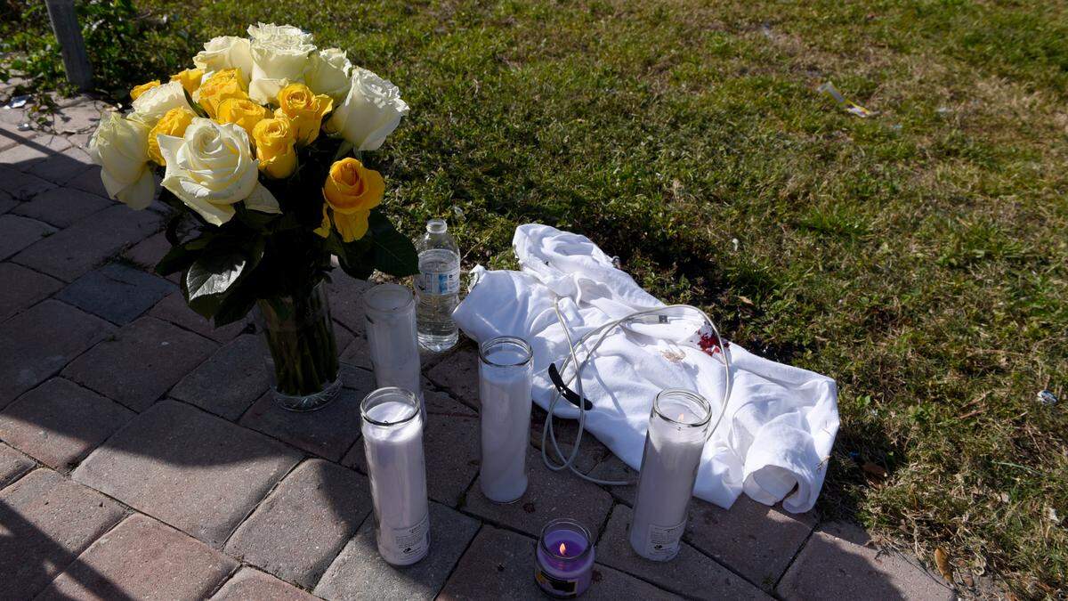 01/20/21--A small memorial sits where Juan Francisco Sanchez was shot in his driveway in Palmetto.
