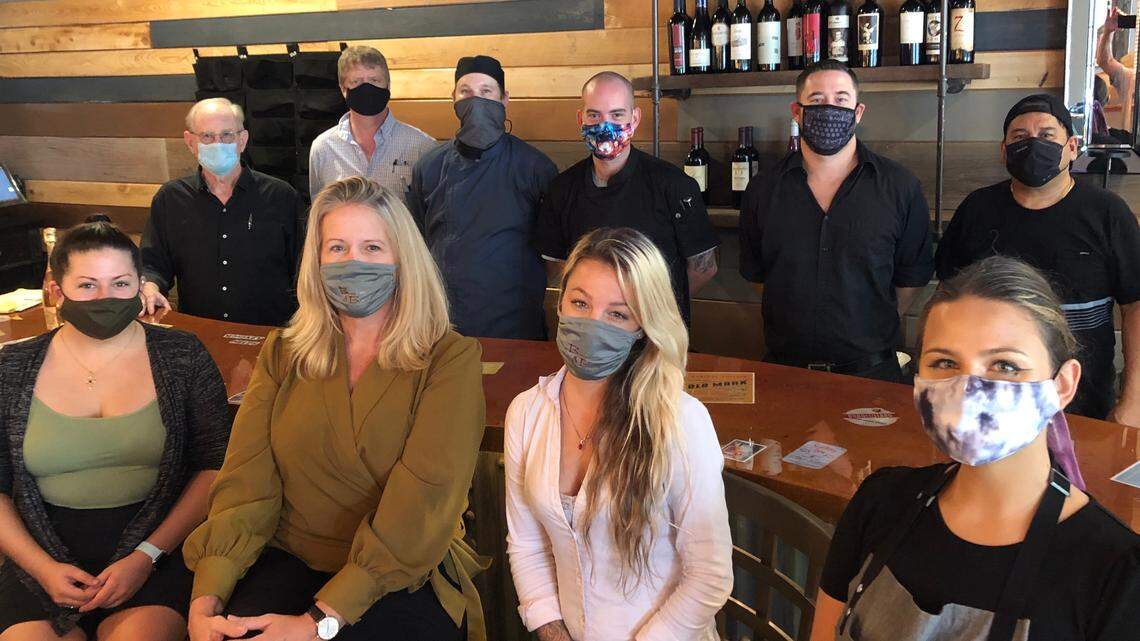 A new steakhouse restaurant, Bourbon & Bones, recently opened at 8205 Natures Way in Lakewood Ranch. The staff includes, front, left, Brittany Vail, general manager Kirsten O’Hara, assistant manager Savanah White, Alyssa Juzwa, (back, left) partners Ron Fuller and Steve Bishop, executive chef Jacob Rodibaugh, executive sous chef Michael Church, bar manager Kevin Meier, and Martin Cedillo.