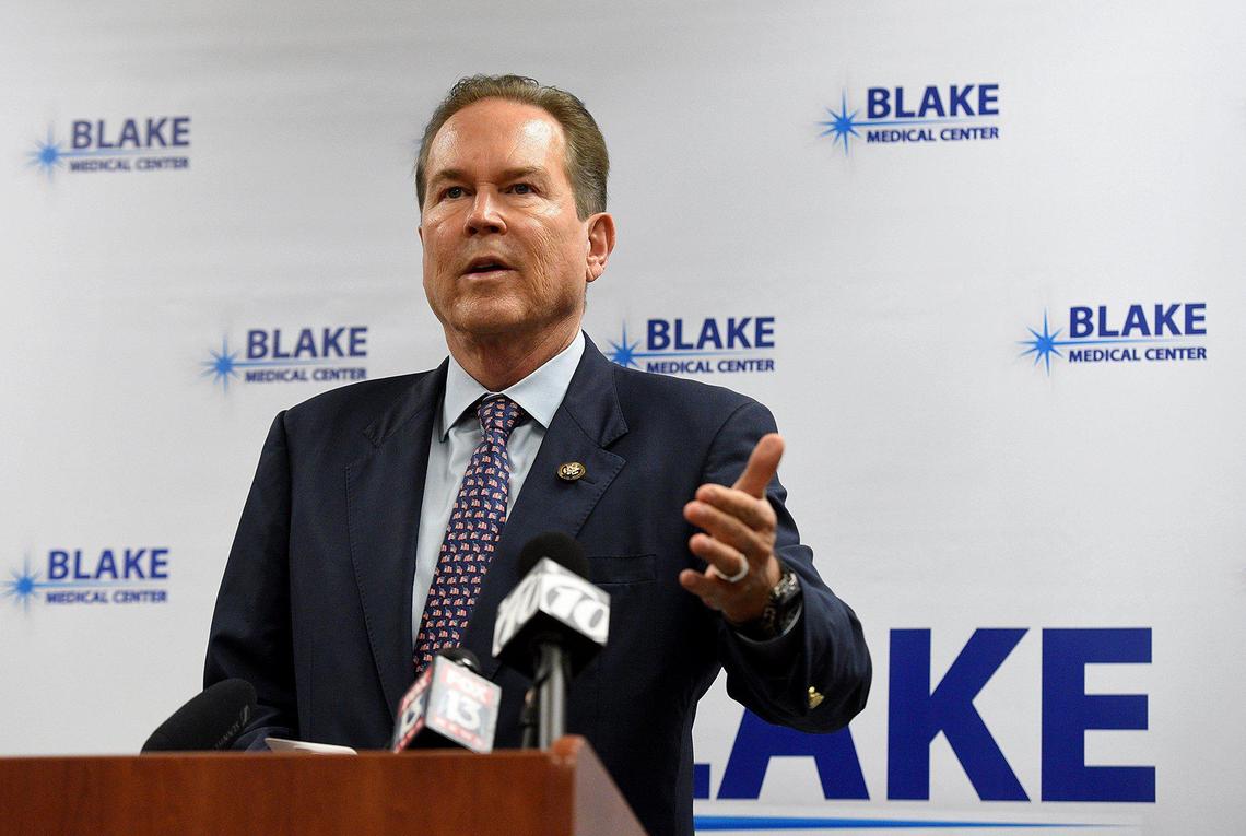 U.S. Rep. Vern Buchanan holds a press conference from Blake Medical Center to address the coronavirus fears and lack of transparency from the Manatee Health Department.