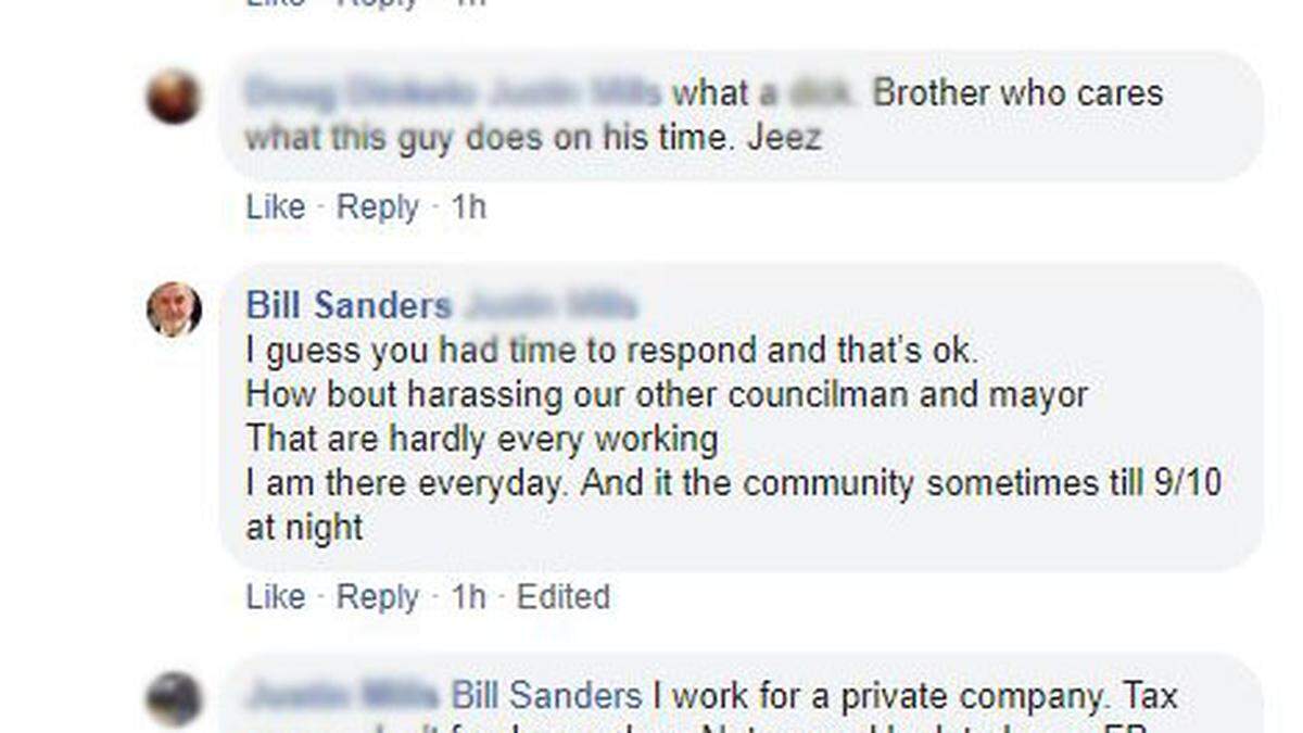 Bradenton Ward 4 Councilman Bill Sanders got into an online dispute with a follower on April 18 where he claims Mayor Wayne Poston and the other city council members hardly ever work. He has since deleted the comments.