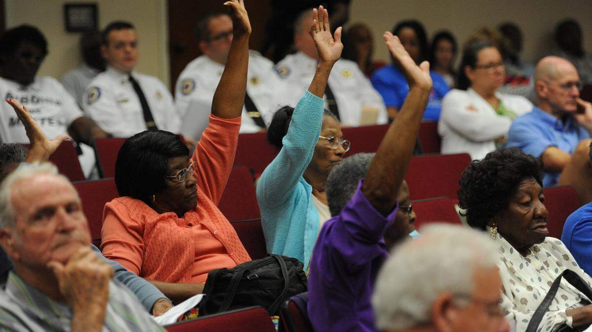 Residents of Rubonia make known their presence during a Manatee County Commission meeting Tuesday as commissioners focus on revitalization plans for the struggling community. 
 GRANT JEFFERIES/Bradenton Herald