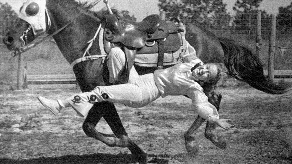 In this 1930s photo, Faye Blackstone performs a rodeo trick she created. The Parrish resident was inducted into the National Cowgirl Hall of Fame and the Manatee County Agriculture Hall of Fame.