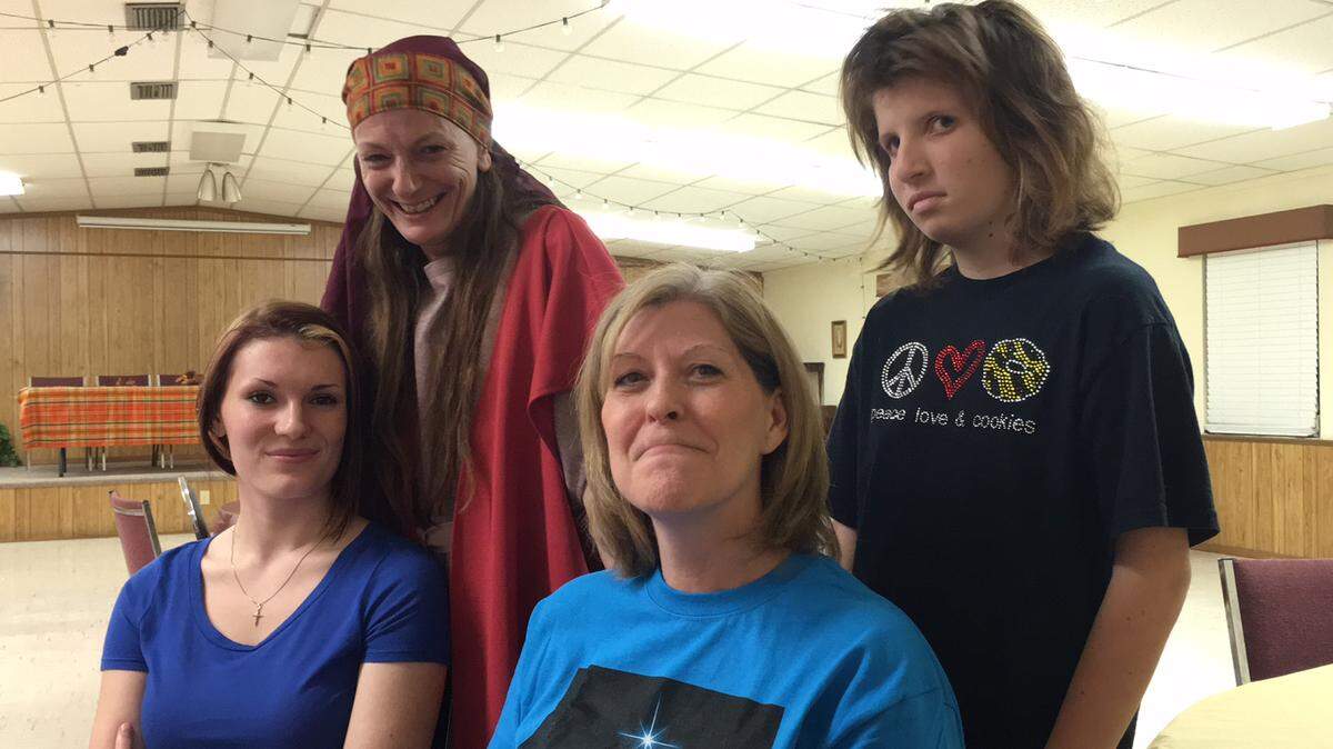 Tammy Bass, third from left, is the founder of "Walk Through Bethlehem" at Samoset First Baptist Church. At far left is Jessica Casper, who is playing Jesus' mother, Mary.RICHARD DYMOND/Bradenton Herald