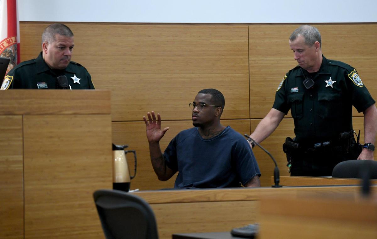 Devon Freeman raises his hand as he testified in court. He was charged with murder in the fatal shooting of 18-year-old Moriah Hope Goode in November 2016. Freeman claimed self-defense under Florida’s Stand Your Ground law with allegations that he was threatened by Goode’s boyfriend Frank Brice. Brice was acquitted of murder in the July 2014 fatal shooting of another teen. Freeman just accepted a plea deal.