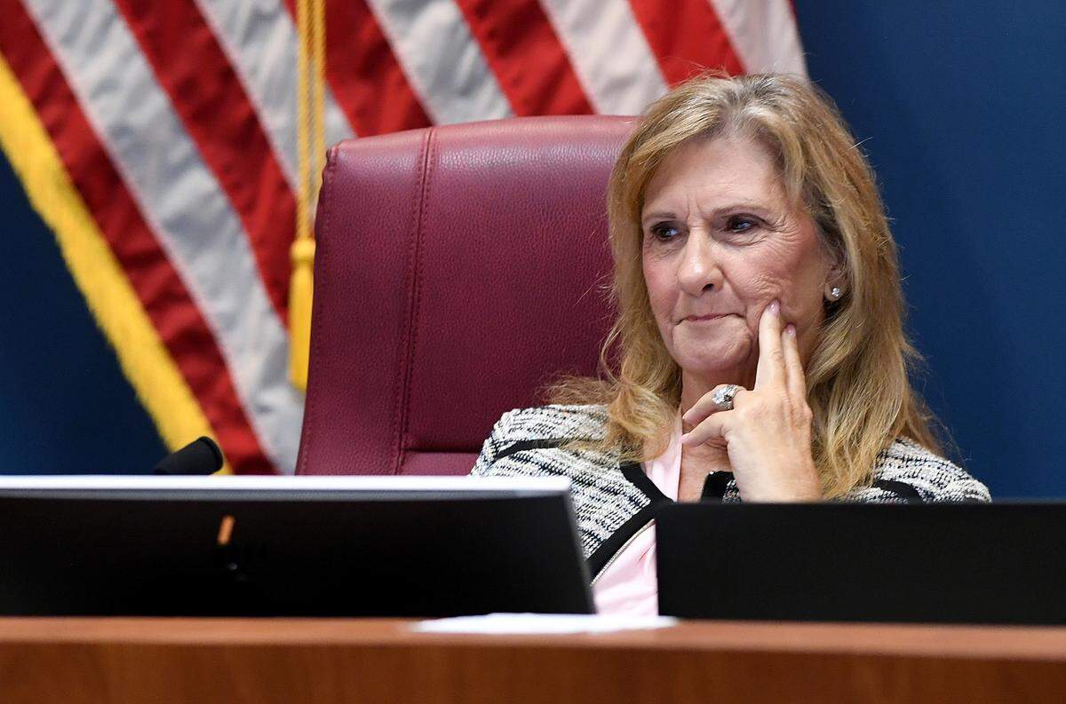 05/11/21—County Commissioner Vanessa Baugh reacts as Commissioner Carol Whitmore speaks before the commission voted unanimously to approve legal fees associated with the suit against Kevin Van Ostenbridge and James Satcher in a public record request.