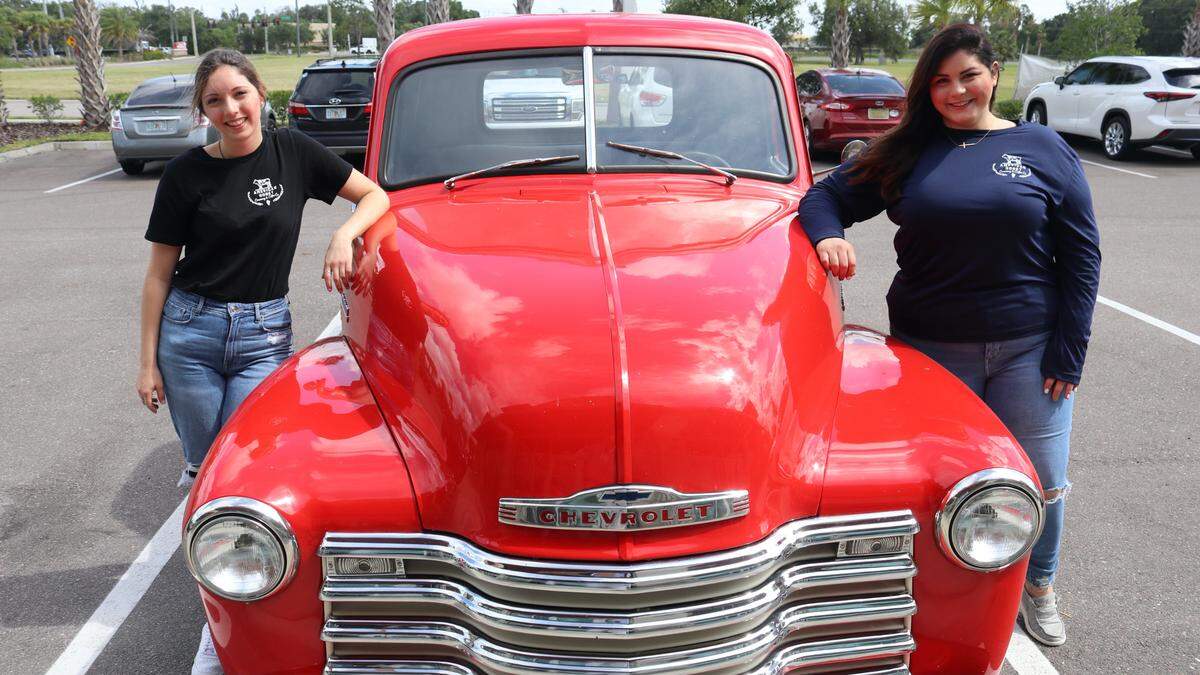 5/19/2021--Sisters Mindy and Ali Converse have moved their American Honey Creamery ice cream business into a shop at 4949 96th St. E., on the southwest corner of Interstate 75 and Moccasin Wallow Road. The truck is the family’s 1949 Chevrolet pickup with a bright red paint job and the business logo on both doors.