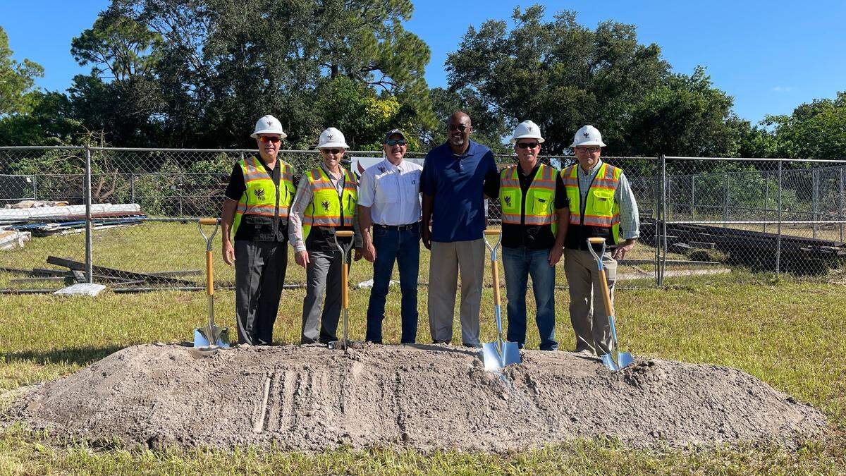 Ground was recently broken on a 10,000-square-foot retail flex development at 620 67th Street Circle E., Bradenton. Shown above, from left, are broker Nick DeVito II, property partner Todd Duell, general contractor Craig Campbell, County Commissioner Reggie Bellamy, broker Mat Kezar and property partner John C. Whittemore.