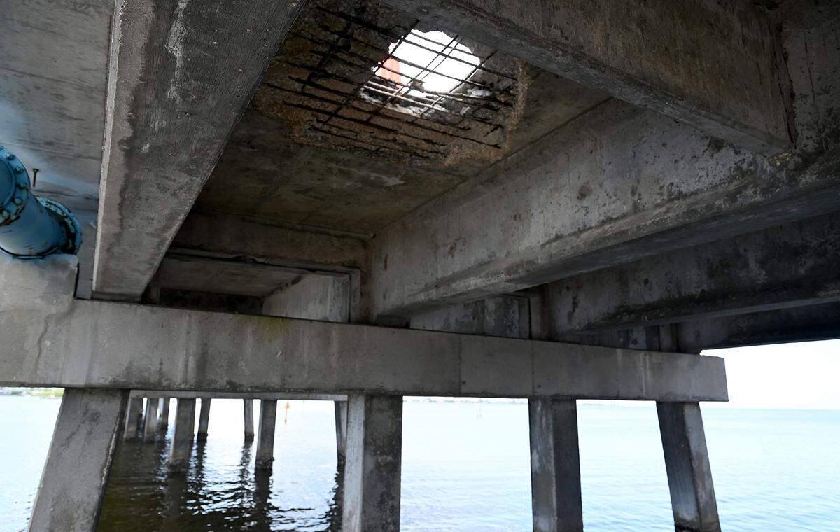 The eastbound lanes of the Manatee Avenue Bridge were closed Wednesday afternoon as emergency repairs are needed to fix a hole in the bridge, according to the Florida Department of Transportation.