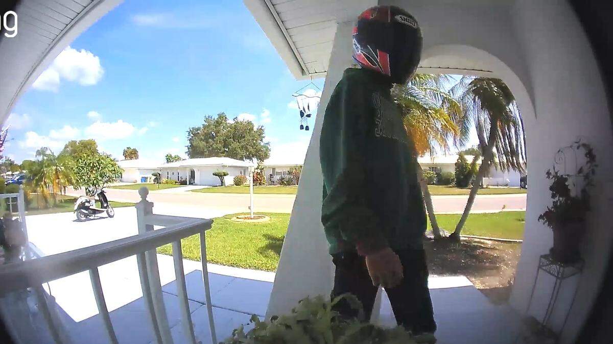 Bradenton police say a doorbell camera video shows Skyler Davis, 18, of Palmetto stealing Amazon packages from a home. Davis has been arrested and charged with two counts of burglary.