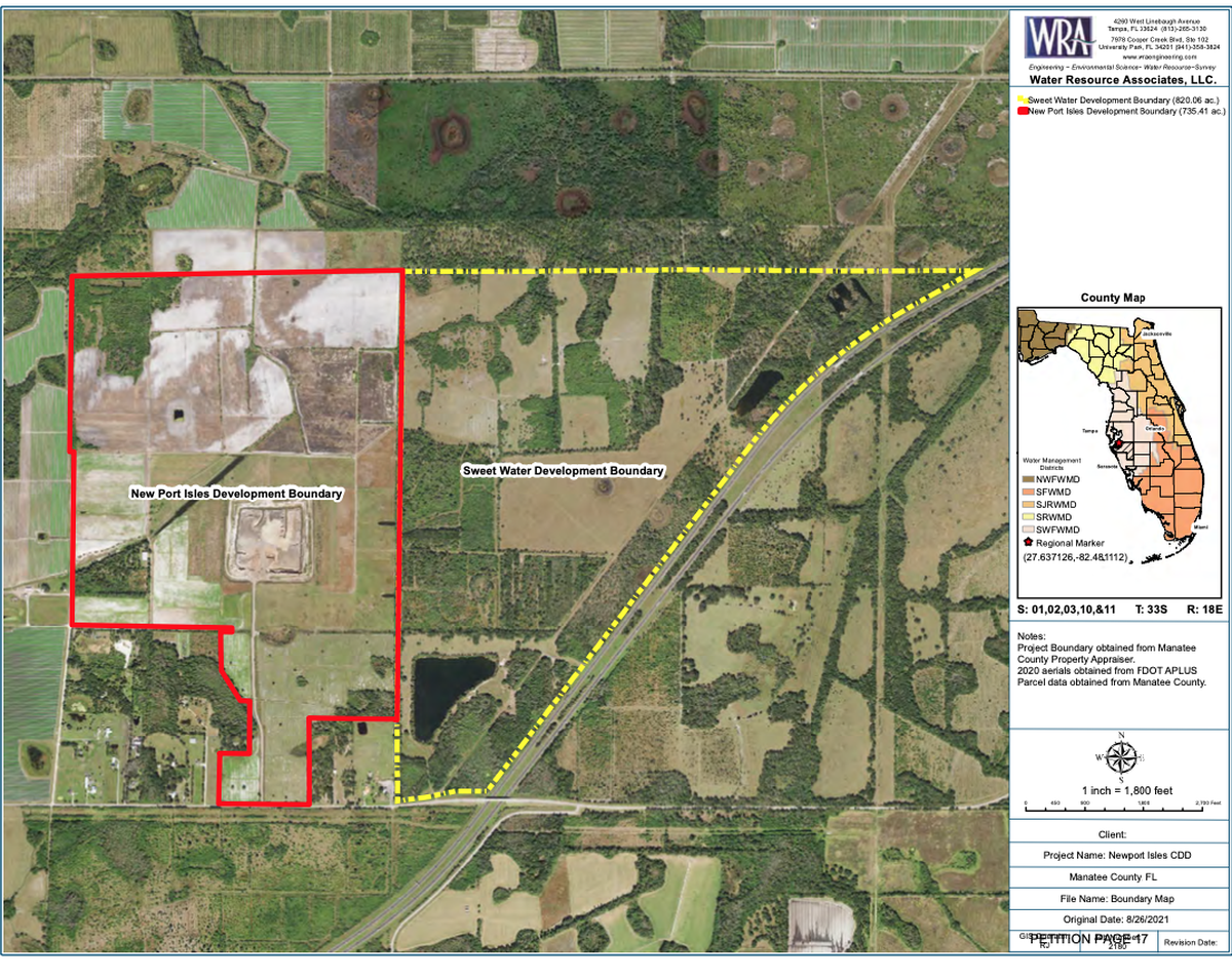 Newport Isles combines two projects: the 734-acre Newport Isles property which was approved for 1,663 residential units and the 824-acre Sweetwater Preserve property which was approved for 1,719 residential units.
