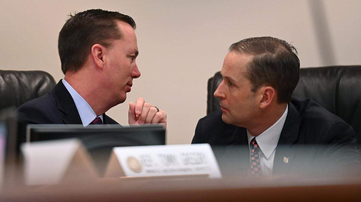 Florida State Representatives Tommy Gregory, District 73 and Will Robinson, District 71, in a legislative session at the Bradenton City Hall on Jan. 12, 2023.