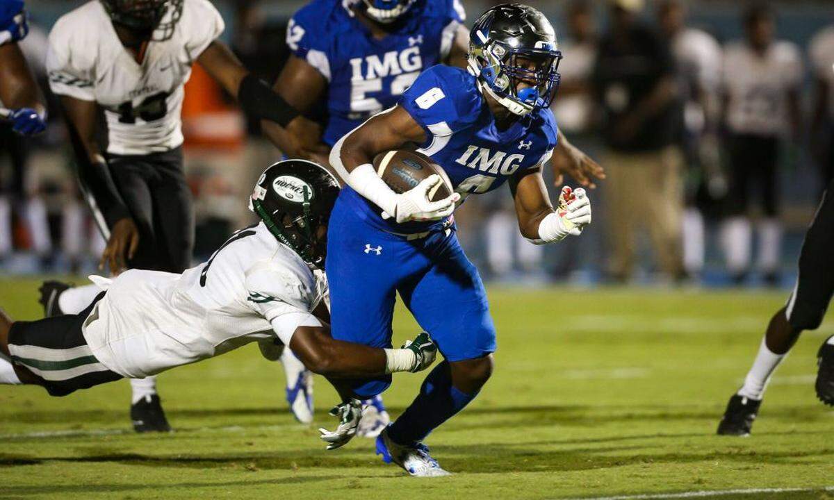 One of the nation’s top recruits, running back Trey Sanders plays his final game for IMG Academy when the Ascenders face Hoover (Ala.) in a nationally televised showdown.