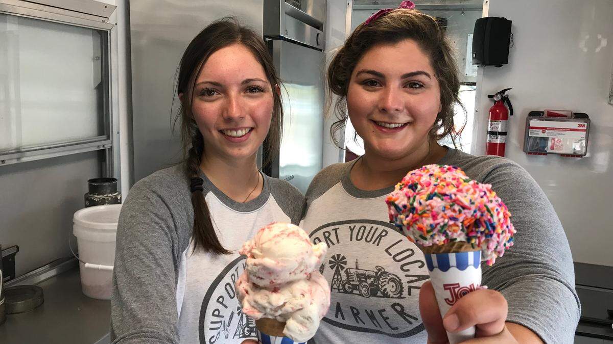 Ali and Mindy Converse, right, have a growing following for their hand-made ice cream, served from the American Honey Creamery truck.