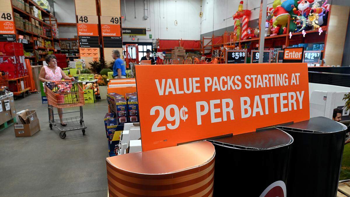 Shoppers in Home Depot at 2350 Cortez Rd West ahead of Helene on Tuesday.