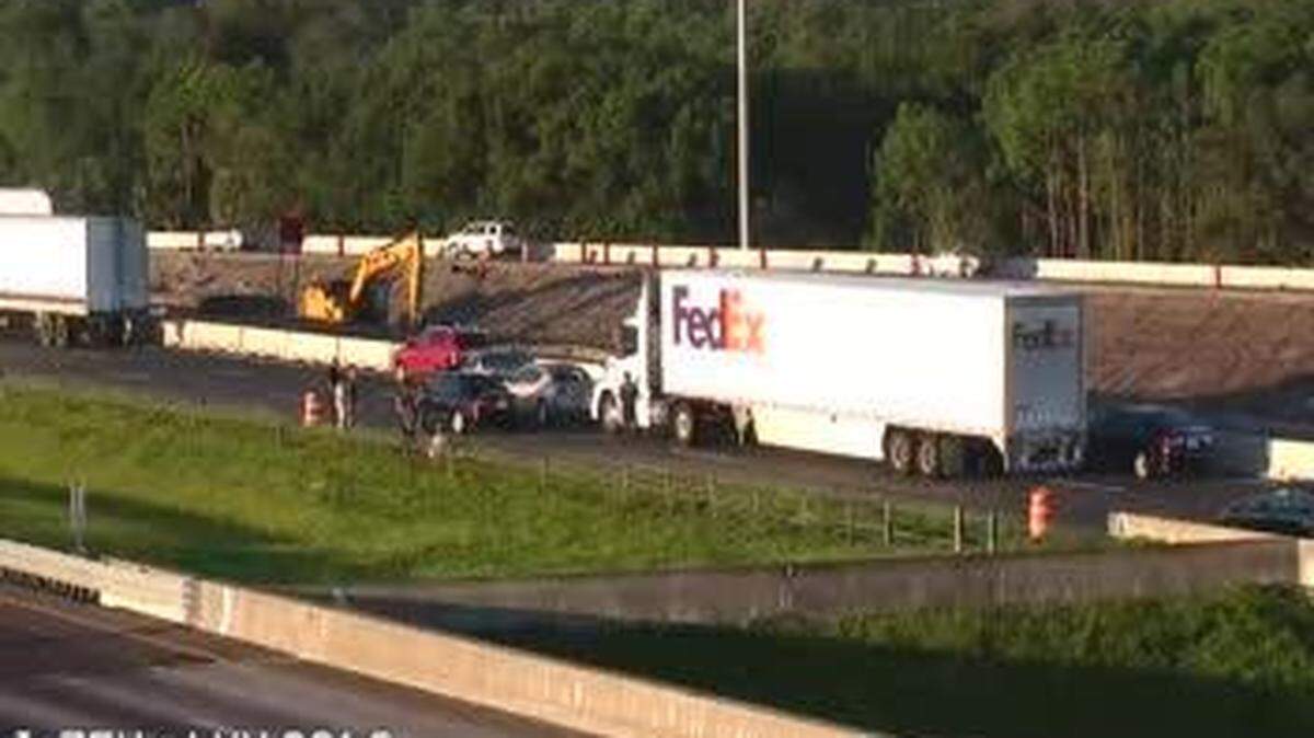 Two lanes of Interstate 75 south were blocked due to a crash early Monday morning.