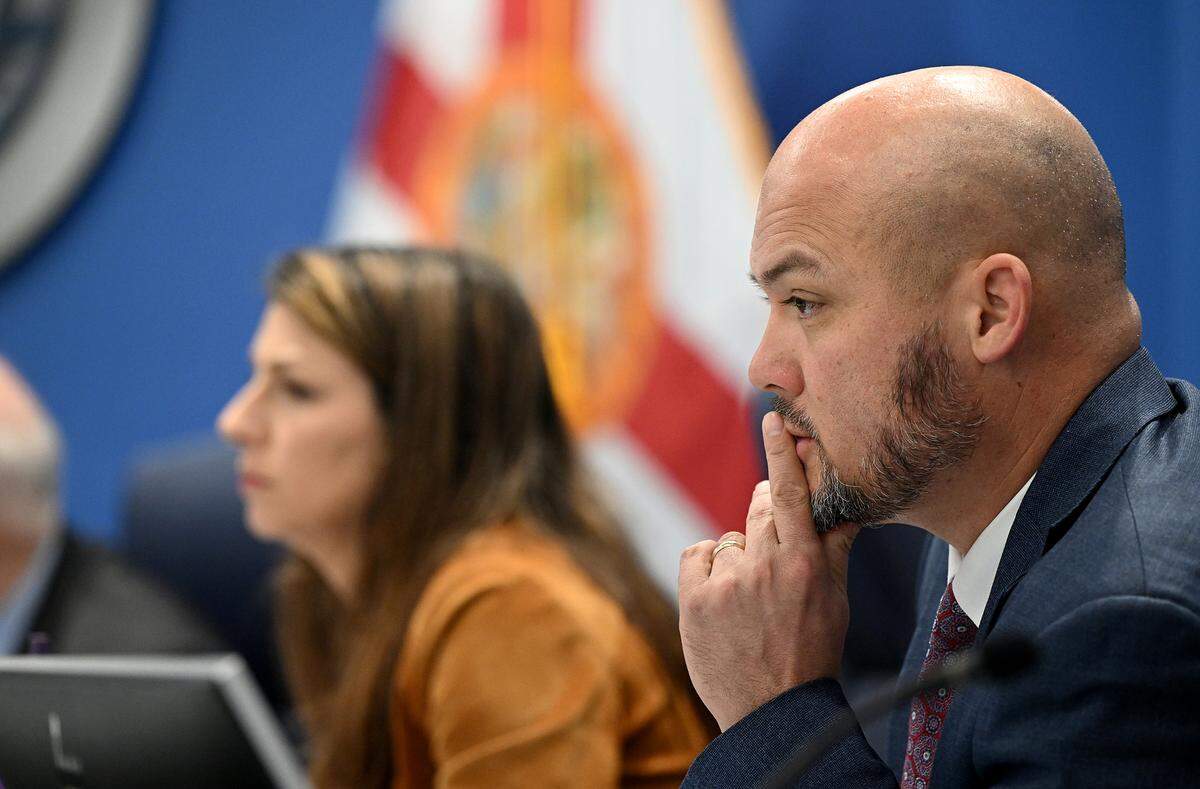 Commissioner Jason Bearden during a board meeting on Tuesday. County leaders are looking for ways to slow down development and improve infrastructure in East Manatee County.