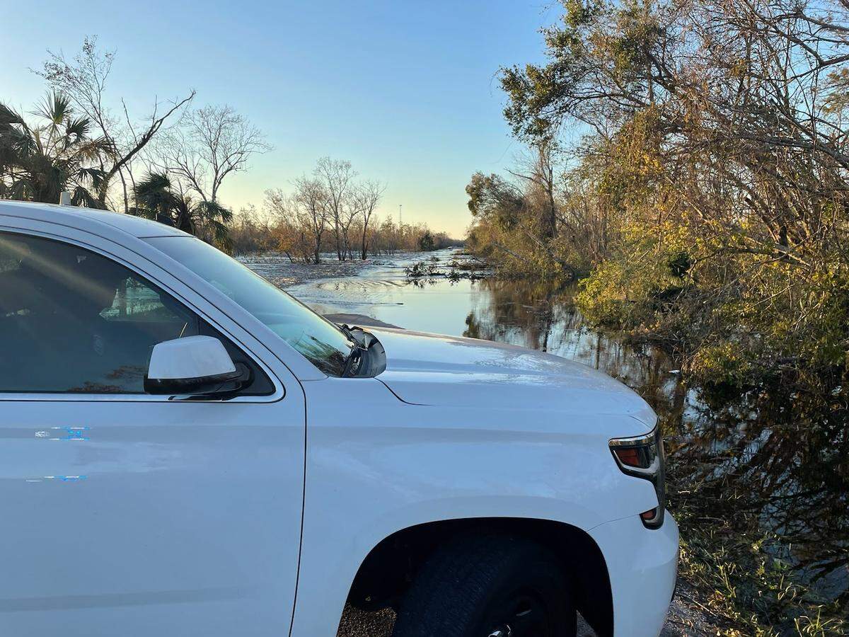 Image of the Peace River in Desoto County which flooded following Hurricane Ian.