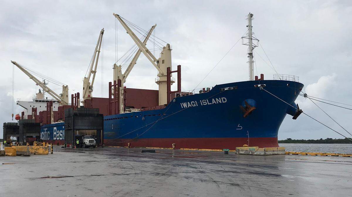 The Iwagi Island unloads its cargo of salt at Port Manatee on Thursday. Port officials are making plans to expand berth capacity to keep up with growing business demand.