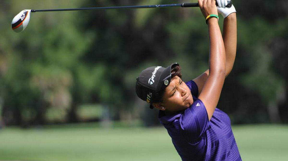 Ginger Howard tees off during the 2015 Guardian Pro-Am on April 23, part of the LPGA Symetra Tour tour at Sara Bay Country Club. HERALD FILE PHOTO